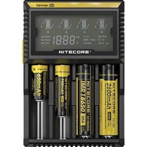 NITECORE D4 BATTERY CHARGER (4-BAY) Introducing the Nitecore D4 4-Slot Battery Charger With LCD Display. This is a universal four-channel charger with the compatibility of various types of battery sizes and types. The charger will automatically stop charging when batteries are complete charged or full. Nitecore D4 4-Slot Battery Charger With LCD Display Features